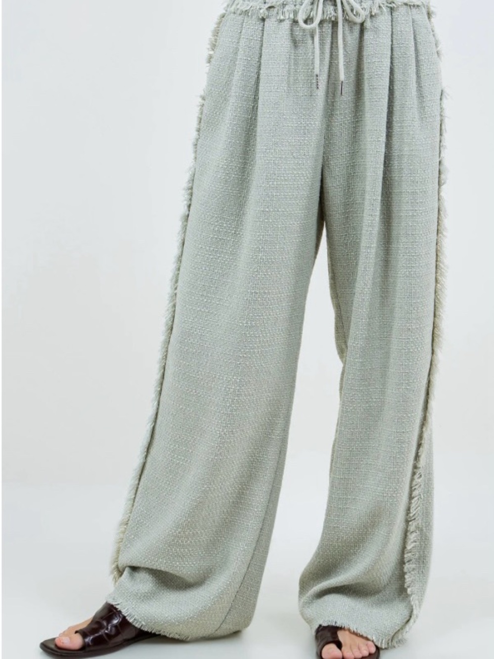 Anthropologie Whiteroom & Cactus WIDE LEG SOFT TWEED PANTS Lt Blue Sm